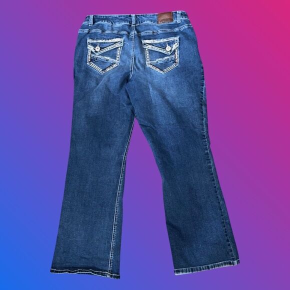 Plus Size Maurices Dark Wash Wide Leg Jeans Size 16 Short 32x29 #28 - Picture 3 of 4